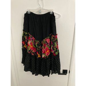 Vedra of Ibiza - Vintage Women's Spanish Floral Maxi Skirt, Black/Multicolor